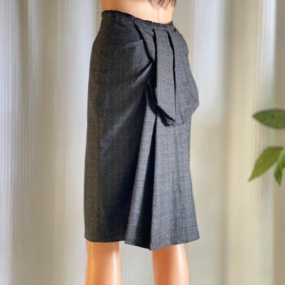 NWT Vintage Y2K TSUNODA PARIS Plaid Wool Blend Bustle Skirt Academia Size‎ 36 XS